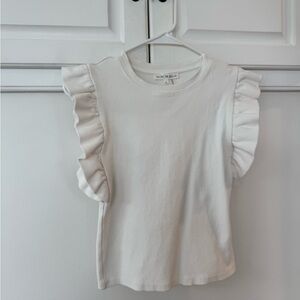 White Ruffle Sleeve Top
